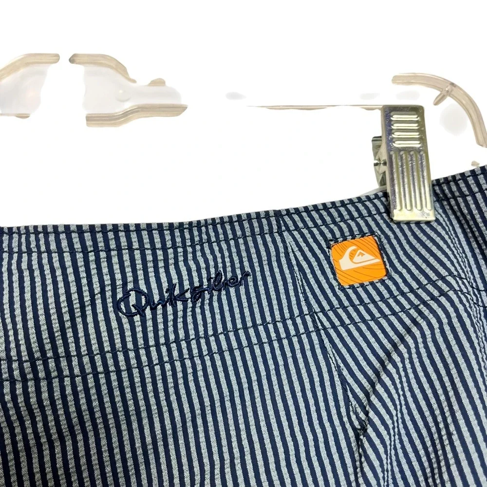 Quiksilver Mens Striped Board Shorts Size 34 Drawstring‎ Cargo Pocket Swim